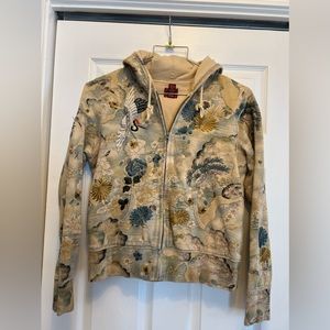 Lucky Brand Embroidery Sweatshirt Hoodie Jacket Size Xl